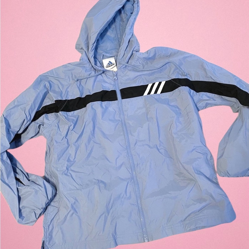 Vintage y2k Adidas Light Blue Windbreaker Jacket
